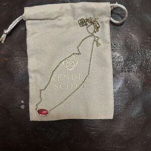 Kendra Scott Gold Necklace with Fuchsia Pendant